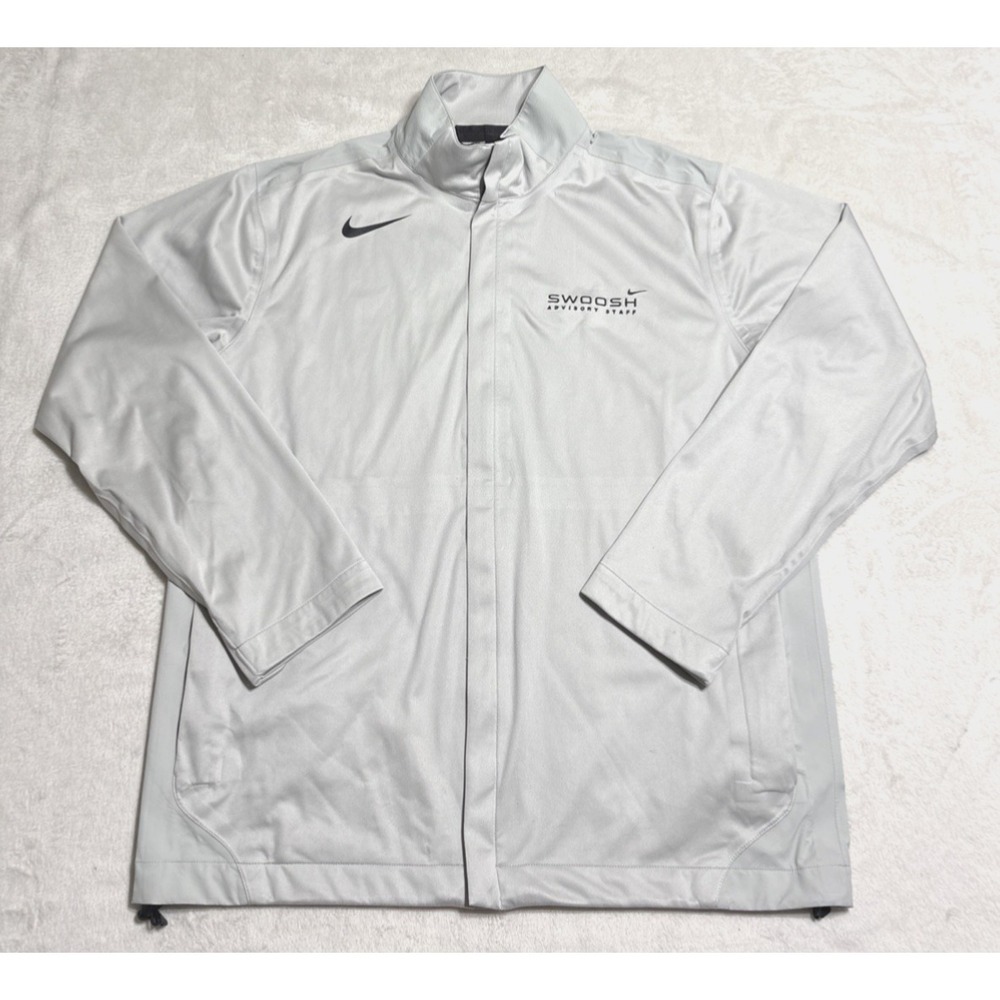 Nike Jacket Mens Large Beige Storm Fit 5 Golf Full Zip Swoosh Advisory Team